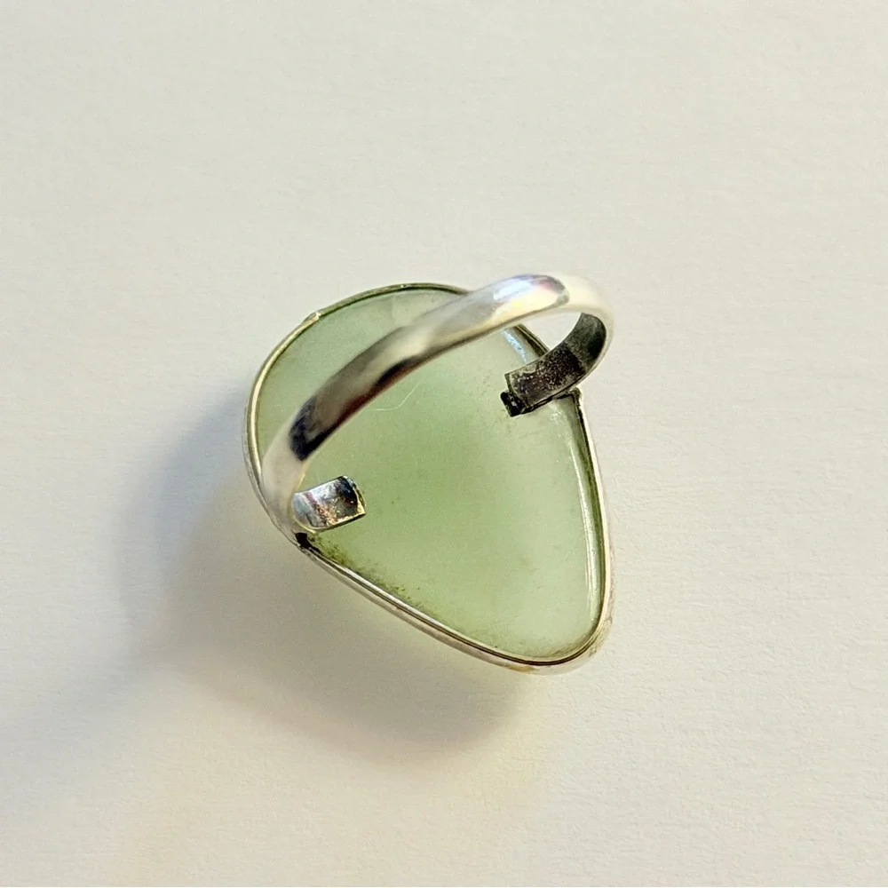 New Aventurine Elegant Green Quartz 925 Sterling Silver Tear Drop Artisan Ring